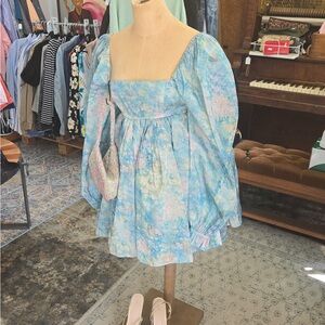 Selkie Blue Floral Mini Dress